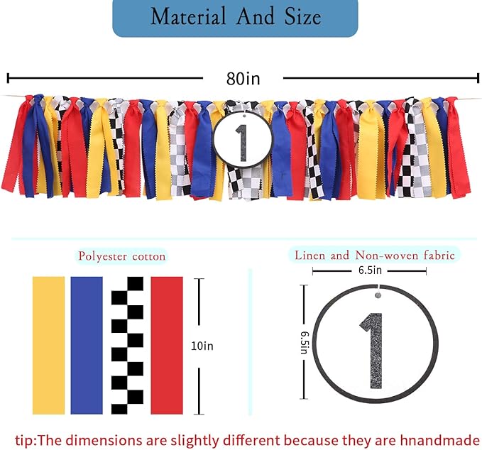 First Birthday Party Supplies - Race Car Banner For Photo Booth Props And Backdrop Cake Smash, Best 1st Party Decorations For Kids (1st Race Car Birthday Banner)