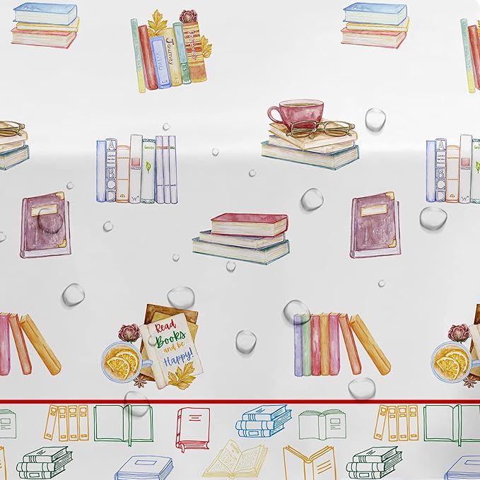 Book Themed Party Decorations Tablecloth, Disposable Book Club Birthday Party Supplies Tablecover, Library Reading Theme Baby Shower Table Cloth, 3 Pcs, 54in x 108in