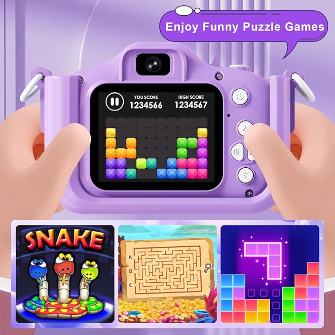 Kids Camera, Toddler Camera for Age 3-8, 48MP Dual Lens Selfie Camera for Kids, 1080P HD Video Recording Digital Camera, Christmas Birthday Gifts for Boys Girls