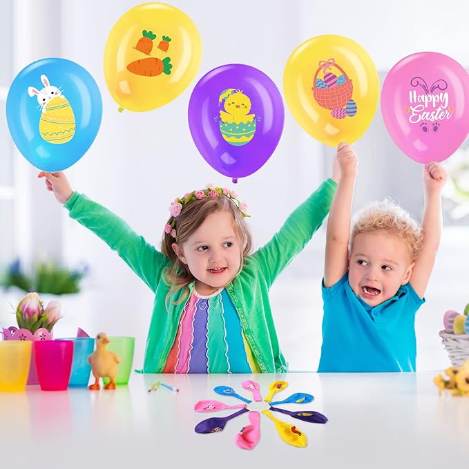 45 Piece Easter Party Latex Balloons Decorations, Easter Eggs Bunny Chick Balloon Hello Spring Happy Easter Decor for Spring Easter Birthday Theme Party Supplies Indoor Outdoor