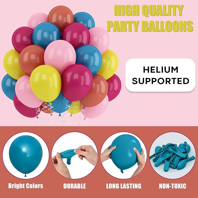 Hot Pink Blue Yellow Orange Balloons Tropical Balloon Hawaiian Party Decorations 12inch for Kids Summer Flamingo Theme Pool Birthday Peacock Blue Pink Yellow Orange Latex Helium Balloon for Arch