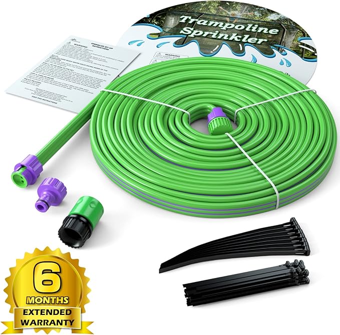 Jasonwell Trampoline Sprinkler Kids Outdside: Trampoline Accessories Waterpark Tropical Party Summer Outdoor Fun Water Games Toys Sprinklers Backyard Water Park Activity Toy for Kids Boys Girls (39FT)
