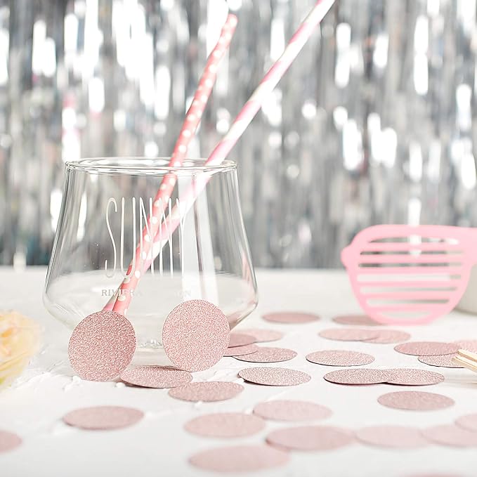 Glitter Confetti Circle Dots for Table Wedding Birthday Party Decoration, 1.2 inch in Diameter (rose gold glitter,200pc)