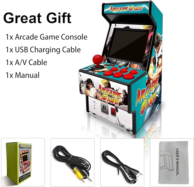 Mini Arcade Games Machine - 156 Retro Games Console Playable - 2.8 Inch Screen Handheld Gaming Device Support AV Output - Electronic Birthday Xmas Gift for Kids Adults (Blue)