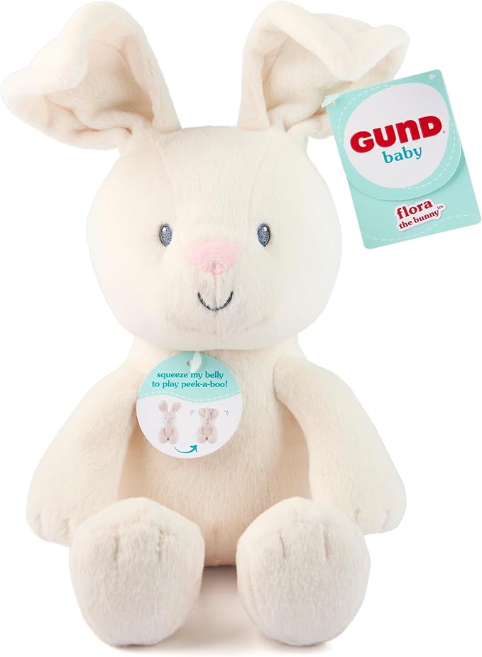 GUND Baby Peek-a-Boo Flora Bunny Plush, Bunny Rabbit Stuffed Animal, Baby Toy for Ages 0 and Up, Cream, 7" (Batteries Not Required)