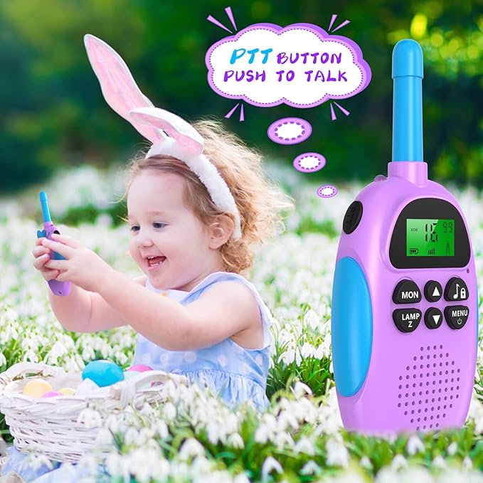 Walkie Talkies for Kids Adult, 2 Pack Rechargeable Kids Walkies Talkies, 3km Long Range, 22 Channels, Indoor Outdoor Toys for Camping, Hiking, Family Games, Toys for Boys Girls Ages 3-12