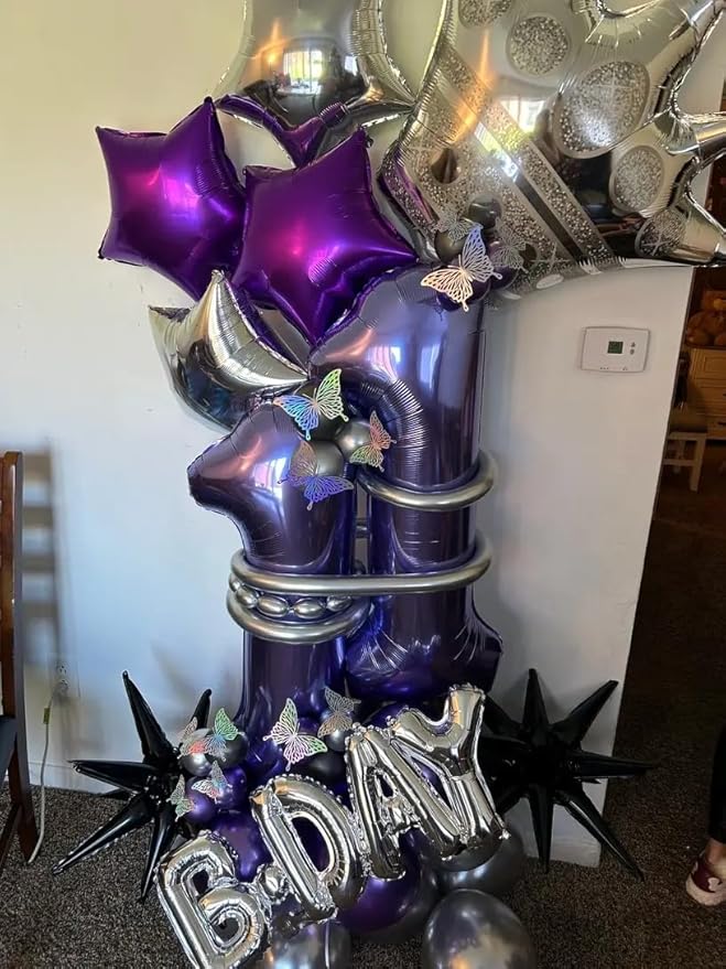 Purple Number 19 Balloon 40 inch, 19 Number Balloons, 19th Purple Birthday Decorations, 19 Year Old Girls Boys Party Supplies