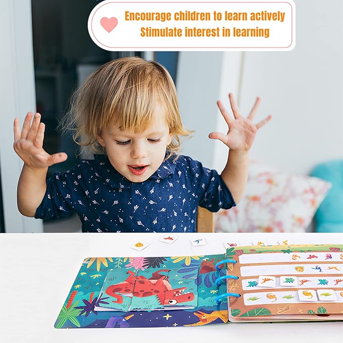 4 Pack DIY Montessori Busy Book for Toddlers, Montessori Quiet Book for Kids, Vehicle Life Skill Farm Dinosaur Preschool Learning Activities Learning & Education Toys