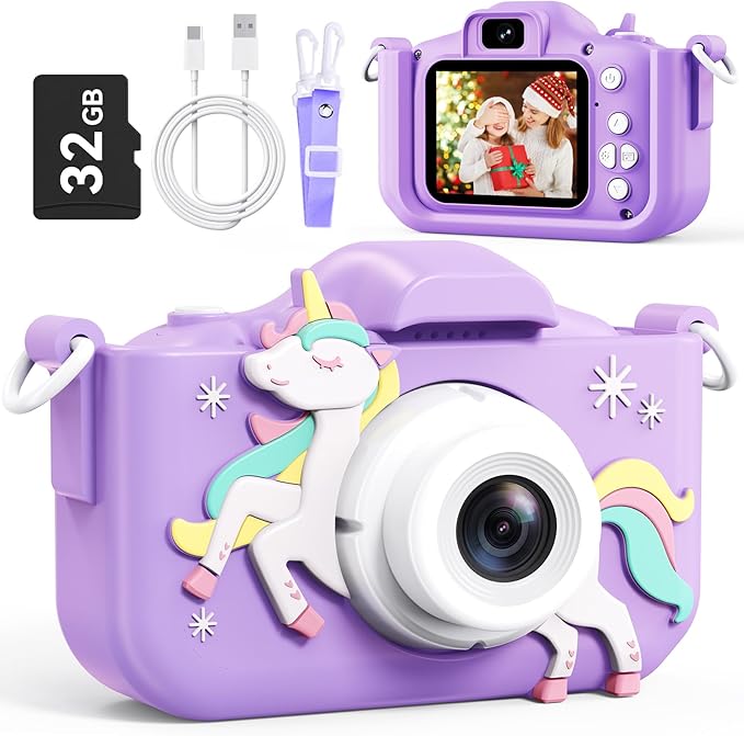 Kids Camera, Toddler Camera for Age 3-8, 48MP Dual Lens Selfie Camera for Kids, 1080P HD Video Recording Digital Camera, Christmas Birthday Gifts for Boys Girls