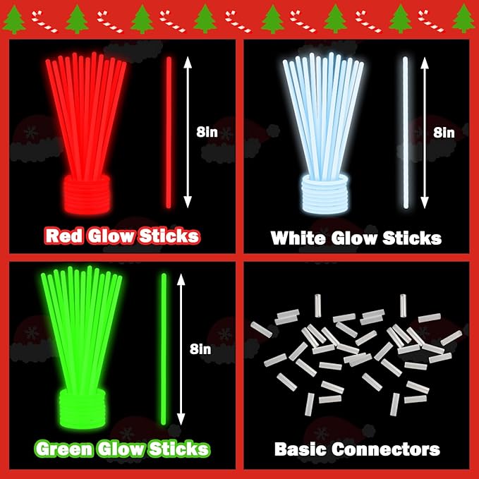 Bulk Light Up Party Favors Supplies for Kids 300 PCS, Glow Sticks Toys Gifts for Toddlers, Light up Accessories Necklace & Bracelets, Holiday Decorations Class Carnival Games Giveaways for Boy Girl