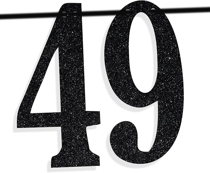 Black Glitter Look at You Turning 49 & Sh*t Banner, Happy 49th Birthday/Level 49 Unlocked/Cheers to 49 Years, Funny 49th Birthday Party Decorations Supplies