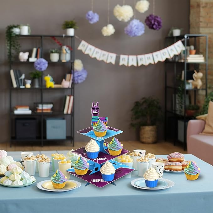 Video Game Birthday Party Supplies, 3 Tier Video Games Cupcake Stand for Boys Game Fans Birthday Decorations Baby Shower Game Party Favors