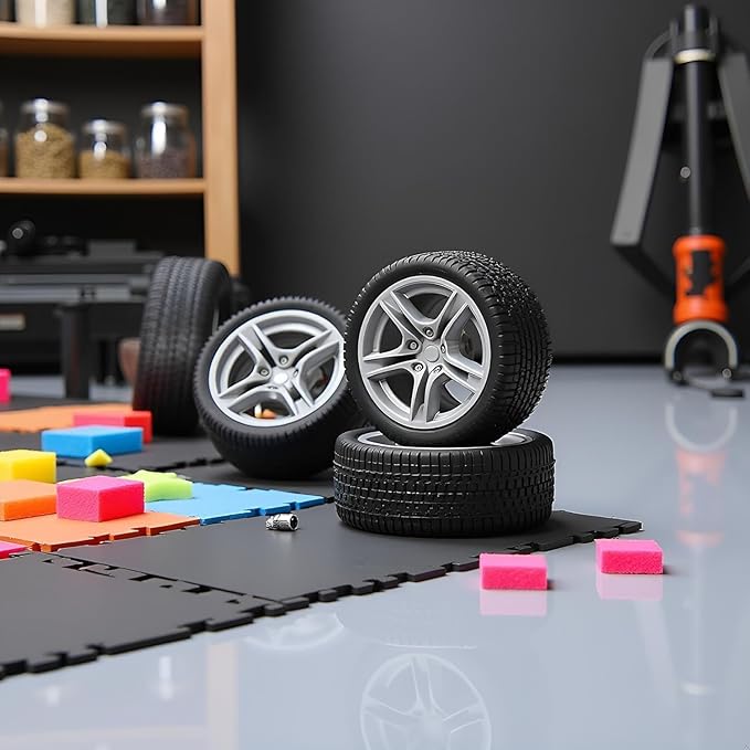 4Pcs Black Tires,48mm Simulation Rubber Wheel Tire Wheel Toy Model DIY RC Spare Parts Easy Installation Small in Size,Tire and Wheel Sets,Remote and App Controlled Vehicles and Parts,Wheels and Tires
