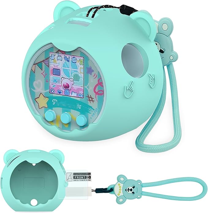 JCHPINE Silicone Cover Case for Punirunes Interactive Digital Toy, Protective Skin Sleeve for Punirunes Digital Pet Toys Squishy Characters Electronic Pets Accessories (Teal Case)