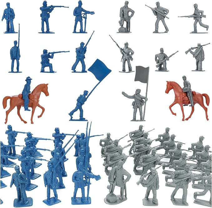 HAPTIME Civil War Army Men Set (42 pcs ) , American Civil War Toys, Plastic Army Men Action Figures, Including Flagman, Knight, Soldier, Perfect for School Project Dioramas, Revolutionary War Toys