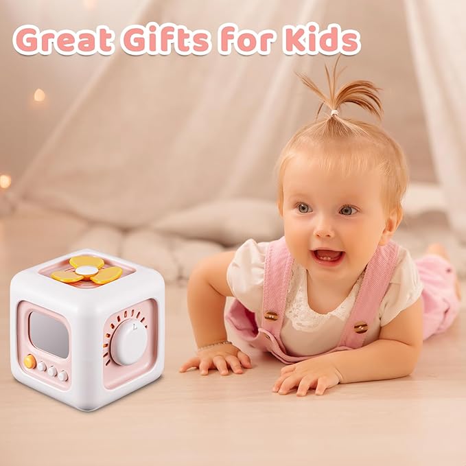 Busy Cube, Toys for 1 Year Old Girl Gifts, Montessori for Baby Girl, Travel Sensory Toys for Toddlers 1-3, Learning Fine Motor Skills| 1st Birthday Girl Gifts 12 Months Easter Basket Stuffers