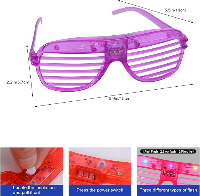 20 Pack Led Glasses,Light Up Glasses,Glow Glasses Glow In The Dark Party Supplies Suitable For Kids/Adults, Rave neon Flashing Party For Birthday Mardi Gras New Year's Eve Decoration
