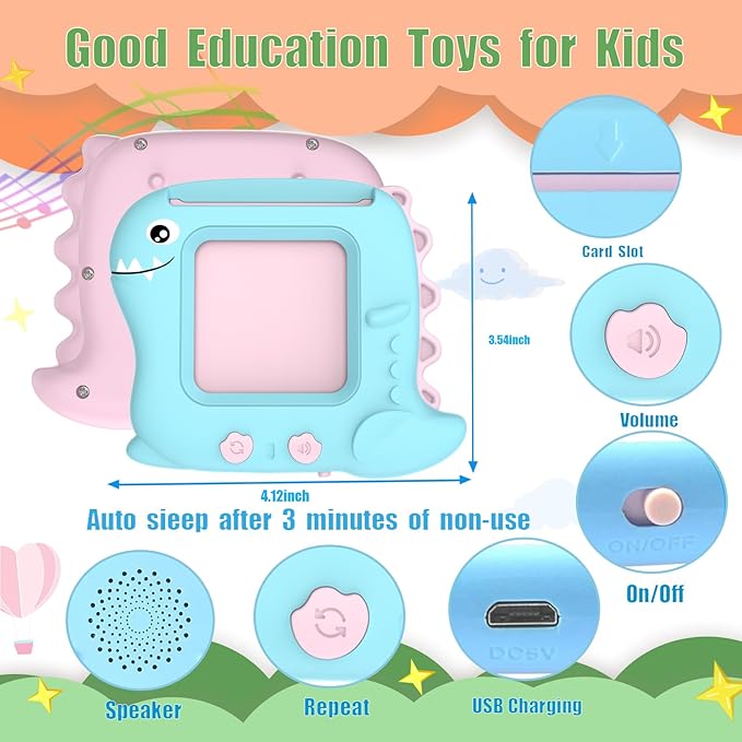 Talking Flash Cards for Toddlers 3-5 Years Old, Pocket Speech Therapy & Autism Sensory Toy with 336 Sight Words, Montessori Educational Learning Device Gift