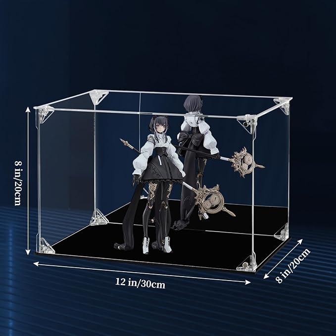 Acrylic Display Case for Collectibles Assemble Clear Dustproof Acrylic Display Box with Mirrored Back, Alternative Glass Case for Action Figures Lego Model Doll Toys Display (12x8x8 inch; 30x20x20 cm)