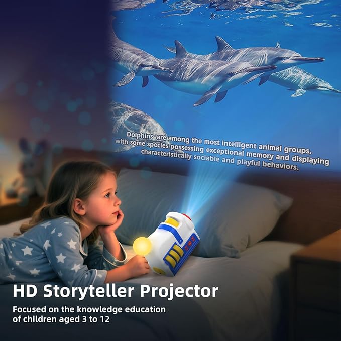 Bedtime Story Projector for Kids,Bedroom Kids Book Projector,with 32 Story Cards,White Noise & Night Light,EducationalSleep Aid Toy for Toddlers Ages,Birthday Christmas for Any Occasion