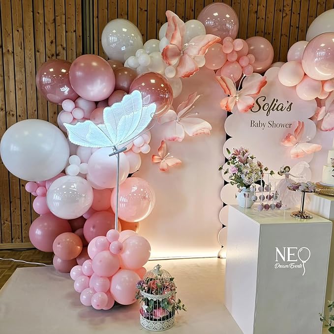Double Stuffed Dusty Pink Balloons, 50pcs Double Stuffed Pearl Pink Beige Balloon Metallic Gold Balloons for Women Girls Boho Birthday Bridal Baby Shower Wedding Party