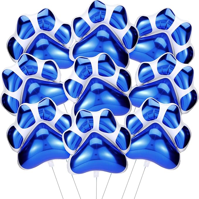 Hungdao 9 Pcs 28 x 26 Inch Blue Dog Paw Balloons Paw Print Foil Balloons Large Puppy Birthday Party Supplies for Baby Shower Pets Dog Themed Party Decorations