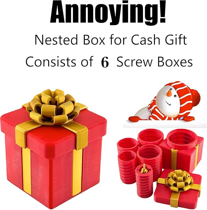 Annoying Gift Box with Screws,Prank Gifts,Puzzle Gift Box,Prank Gifts for Adults,Money Puzzle,Annoying Nested Screw Gift box,Reusable Perfect Money Puzzles for Birthday Christmas White Elephant Party