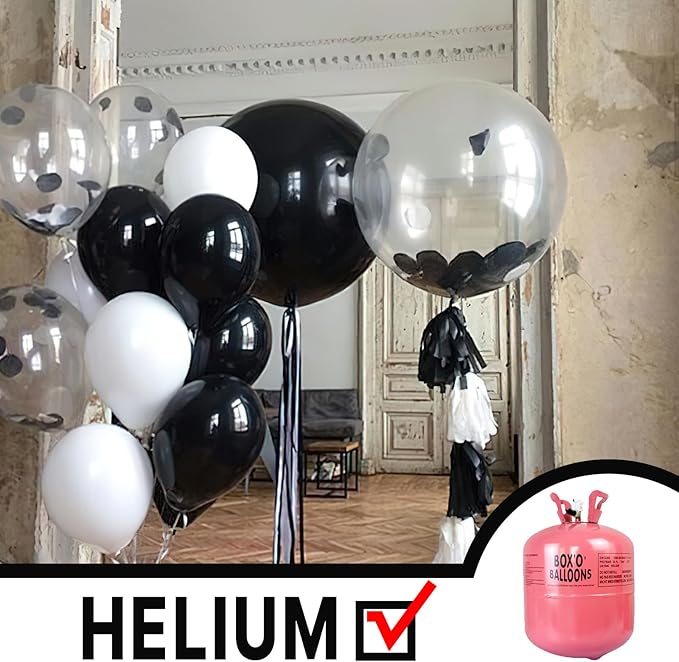 PartyWoo Black Foil Balloons 3pcs 50 Inch Large Round Foil Big Giant 4D Jumbo Inflatable Mirror Ball Mylar Balloons for Halloween Graduation Birthday Retirement Anniversary Party Decorations