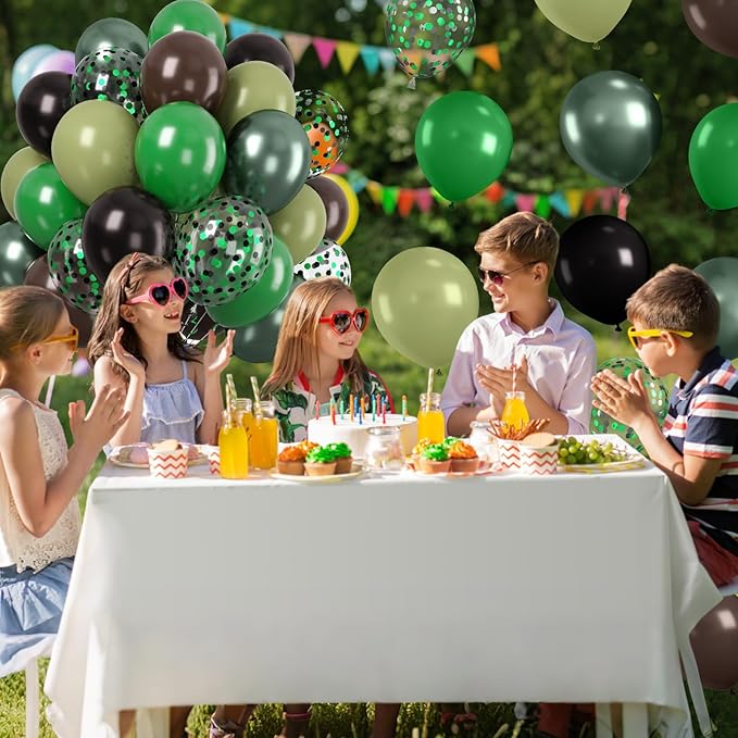 Paready Dark Green and Brown Balloons Set, 50 Pcs Metallic Green Brown Black Balloon, 12 Inch Sage Green Confetti Party Balloons for Kid Boys Camouflage Army Camping Camo Theme Party Birthday Supplies