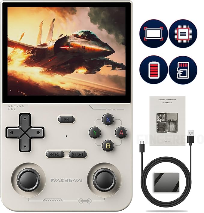 K36 Handheld Game Console 3.5-in 640 * 480 IPS OCA Screen 3500mAh RK3326 Opensource System Gray