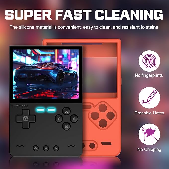 Silicone Case for Trimui Brick, Anti-Slip, Shock Proof, Soft Protective Case for Trimui Brick Handheld Game Console with Lanyard - Red