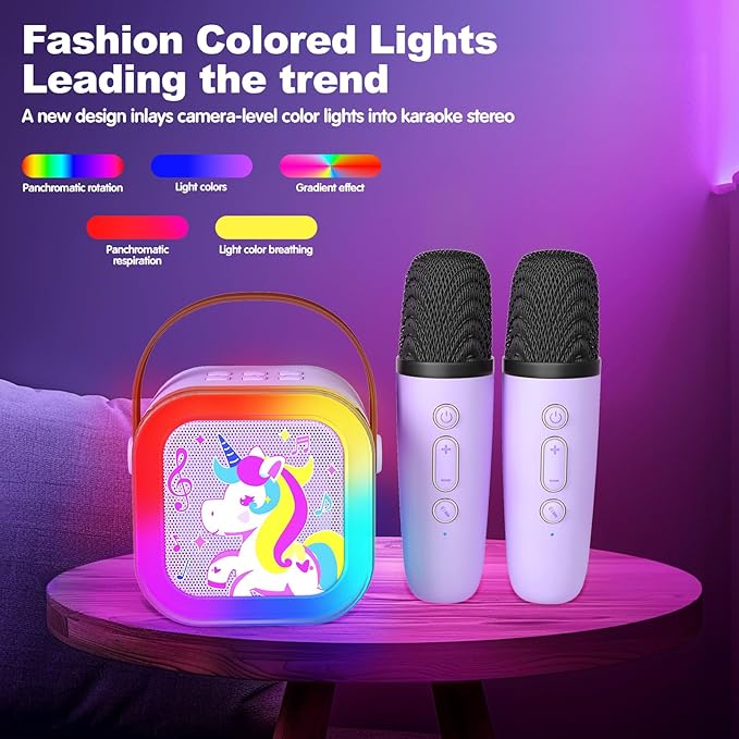 Mini Karaoke Machine with 2 Microphones, Singing Toys for Ages 3, 4, 5, 6, 7, 8 +, Best Gift for Birthday, Party, Christmas | Karaoke Machine for Kids Adults (Purple)