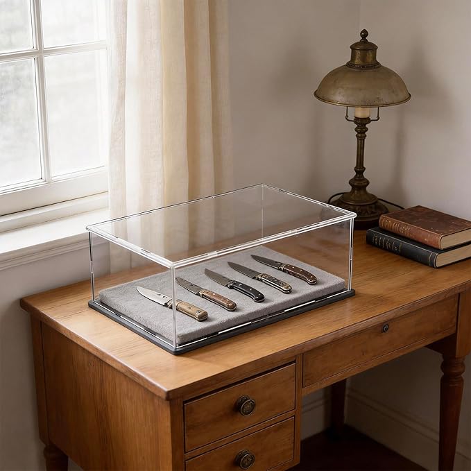 Display Case for Book & Stamps, Flat Acrylic Box for showcaseing Coins, Cards, Photos, Album, Jewellery, Books and Collectibles 16 (L) × 10 (W) × 5 (H) inch