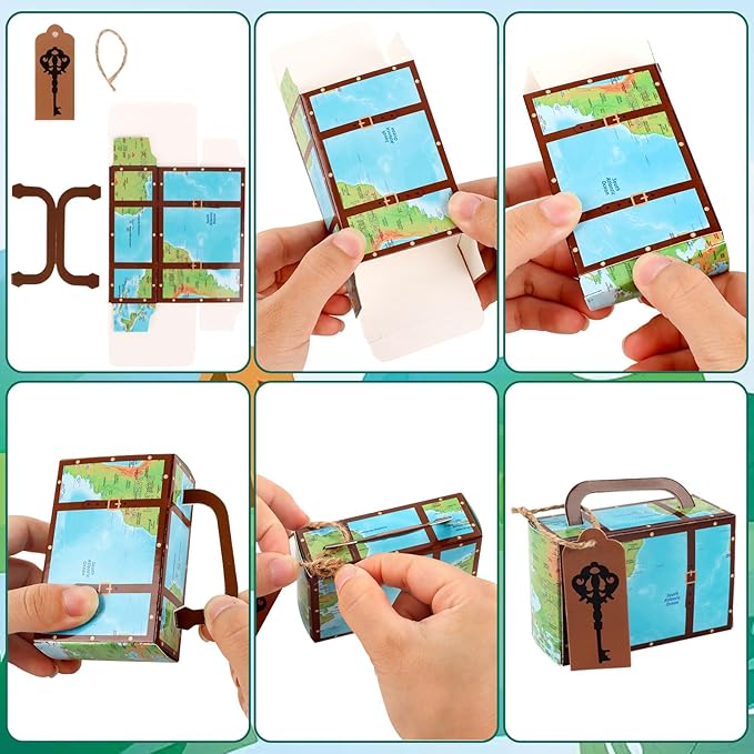 Hooqict 34 Pcs Travel Cake Topper with Mini Suitcase, Globe, Map, Airplane Cake Decorations for Travel Themed Party Decorations Let The Adventure Begin Around the World Party Supplies