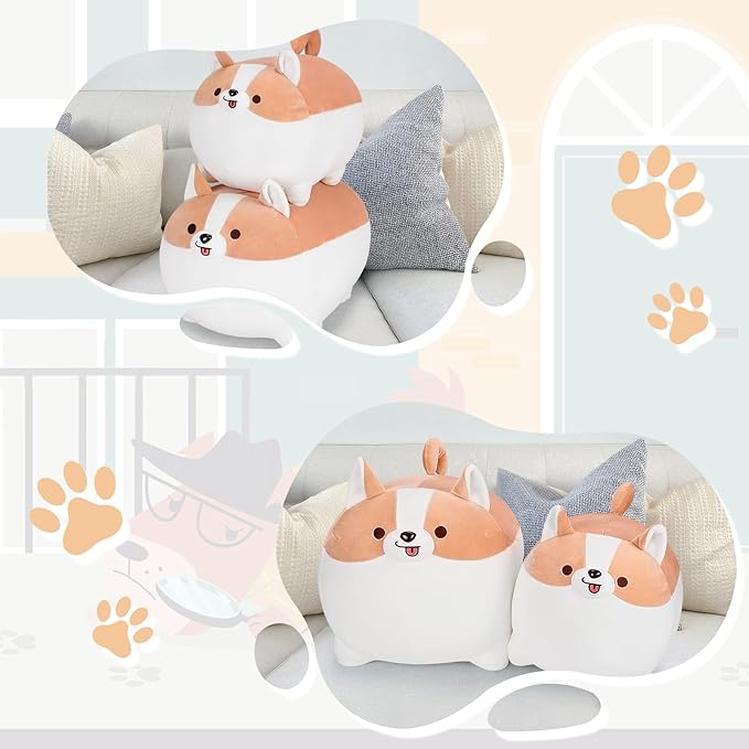 Auspicious beginning Shiba Inu Plush Pillows-16'' Corgi Plushie Stuffed Animals Giant Corgi Plush, Dog Plush Pillow Hugging Pillow Cushion Soft Shiba Plush Toy Big Stuffed Animals