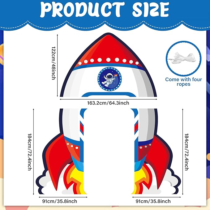 Spcae Birthday Decorations Outer Space Party Supplies Rocket Ship Door Banner Backdrop Astronaut Planet Photograph Background Photo Prop Galaxy Solar System Themed Porch Sign for Kids Boys Girls