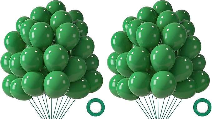 LovesTown 110PCS Latex Balloons 12inch, Party Balloons Arch with Ribbon for Birthday Jungle Family Reunion Party St. Patrick's Day Decorations Dark Green (Pack of 2)