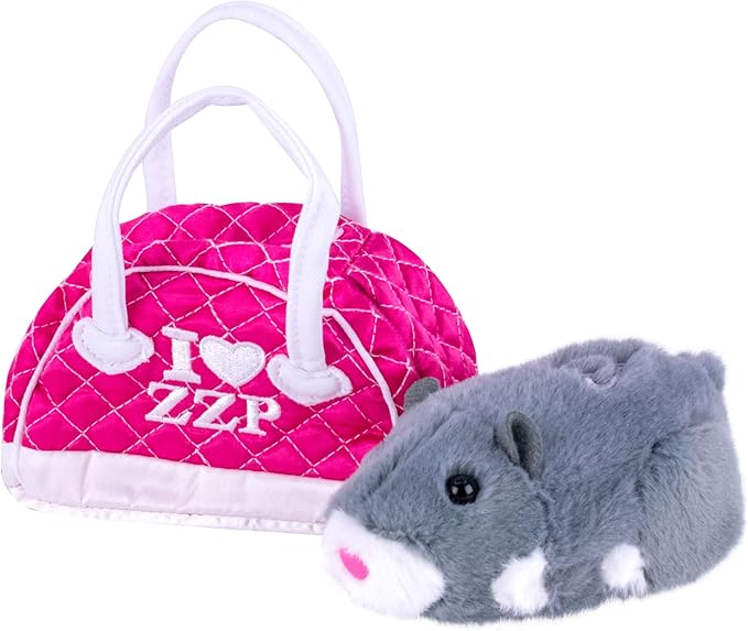 ZhuZhu City Hamster & Quilted Carrying Case – NumNums The Grey & White Interactive Hamster with 40+ Sounds & Endless Behaviors – Take Your ZhuZhu Adventures Anywhere!