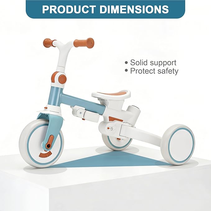 7-in-1 Toddler Tricycle with Parent Push Handle & Canopy, Fully Foldable & Adjustable Stroller, Balance and Pedal Bike for Kids 18 Months to 5 Years,Blue
