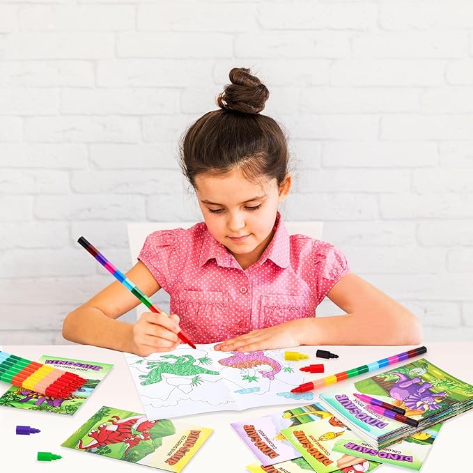 BenLouis 24 Pcs Dinosaur Mini Coloring Books Kids Dino Party Favors Small Activity Books Bulk for Kids Dinosaur Jurassic Birthday Goodie Bags Stuffers Return Gifts Classroom Travel