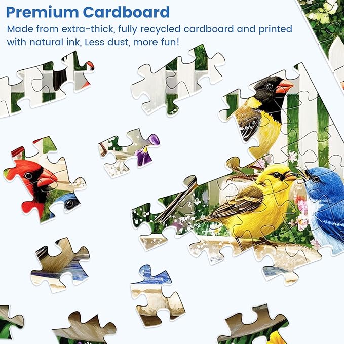 500 Pieces Puzzle for Adults,Birds Bath Flower Fence Puzzle,Recycled Cardboard Animals Jigsaw Puzzle 500 Pieces,Challenging Game Home Decor Birthday Party Gift Toy for Adults Seniors 20.5 * 15 in
