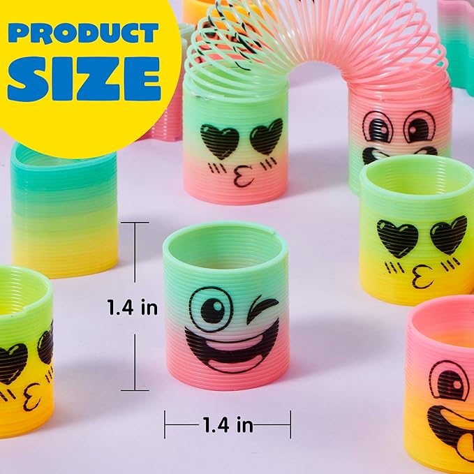 JOYIN 60 Pcs Spring Rainbow Party Favor, Mini Plastic Coil Spring Toy, Fidget Stress Coil Mini Springs Bulk Toys for Carnival Prize Birthday, Easter Goodie Bag Stuffers