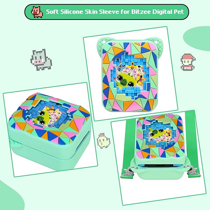 BOVKE Silicone Cover Case for Bitzee Magicals Interactive Toy with 20 Characters Inside, Bitzee Magicals Digital Pet Protective Skin Sleeve for Bitzee Virtual Electronic Pets Kids Toys, Green