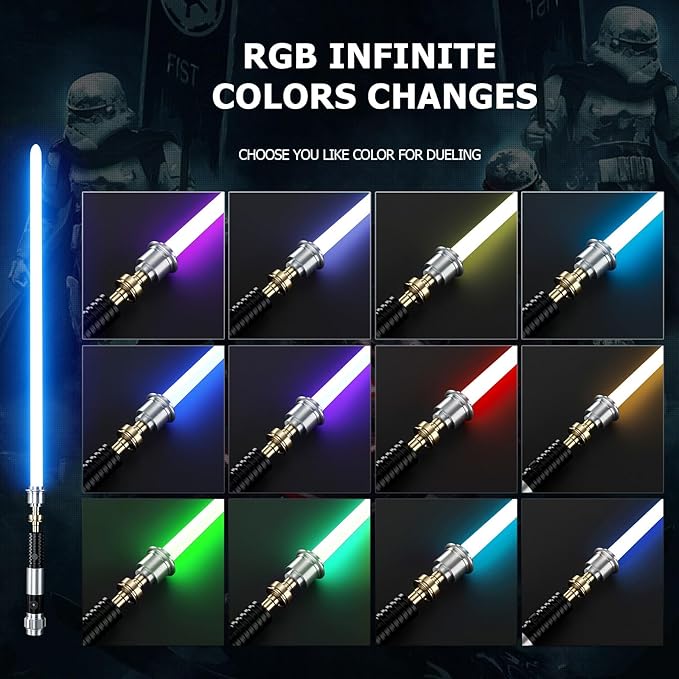 Upgrade App Control OBW Dueling Lightsaber, Smooth Swing 16 Sound Effects 3 Light Effects, 16 Colors and Infinite Change Metal Light Saber for Adults (RGB-OBW)