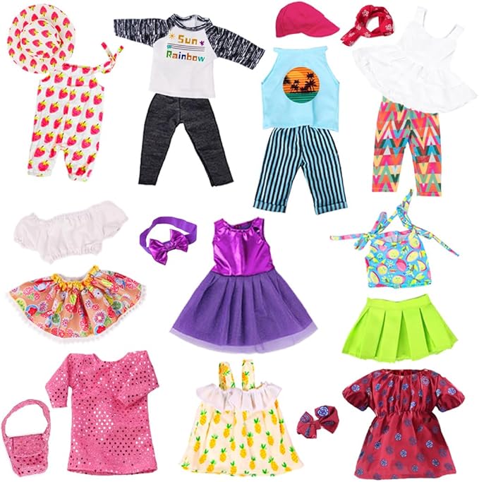 ebuddy 10 Sets 18 Inch Doll Clothes and Accessories - Fashion Outfits Fit for 18 inch Dolls 18 Inch Doll