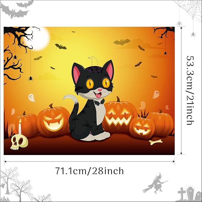 Morcheiong Halloween Game Pin The Tail on The Cat Game with 36 Hats, Halloween Party Activities Favors Supplies for Kids