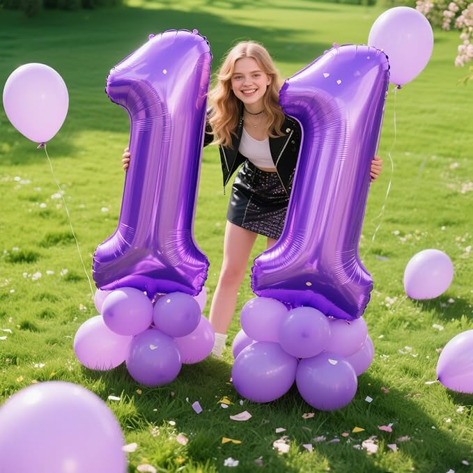 40 Inch 1 Balloon Purple Number Giant Large 10 12 13 15 Foil for Birthdays,Anniversaries Graduations, 10th 21th Birthday Decorations for Kids