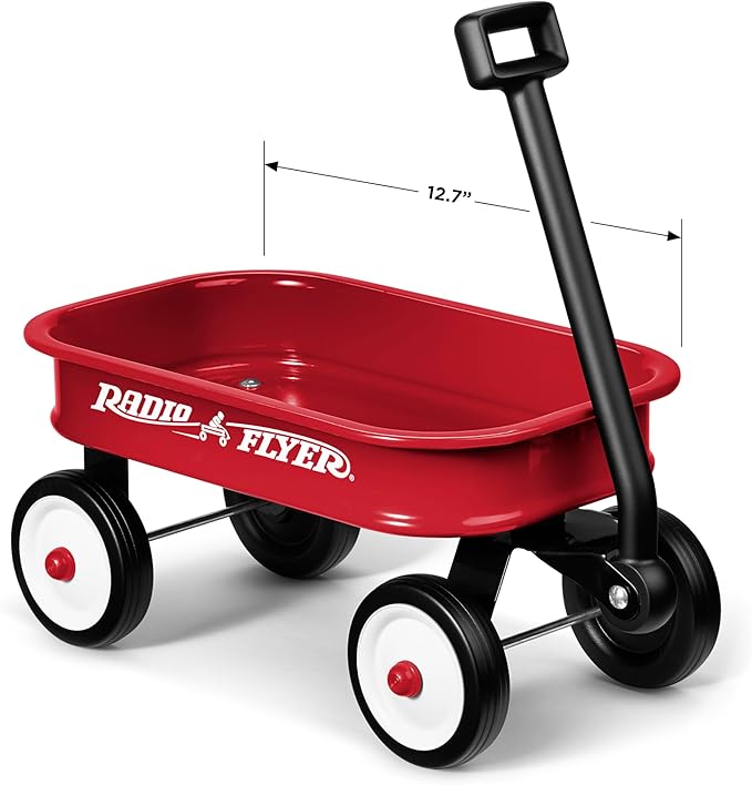 Radio Flyer Mini Classic Red Wagon for Kids, 12.5" Toy Wagon For Kids Aged 1.5+, Play-Size Version of the Classic, Durable Rolling Wheels & Steel Body, Working Handle, For Toys, Crafts & Gift Displays