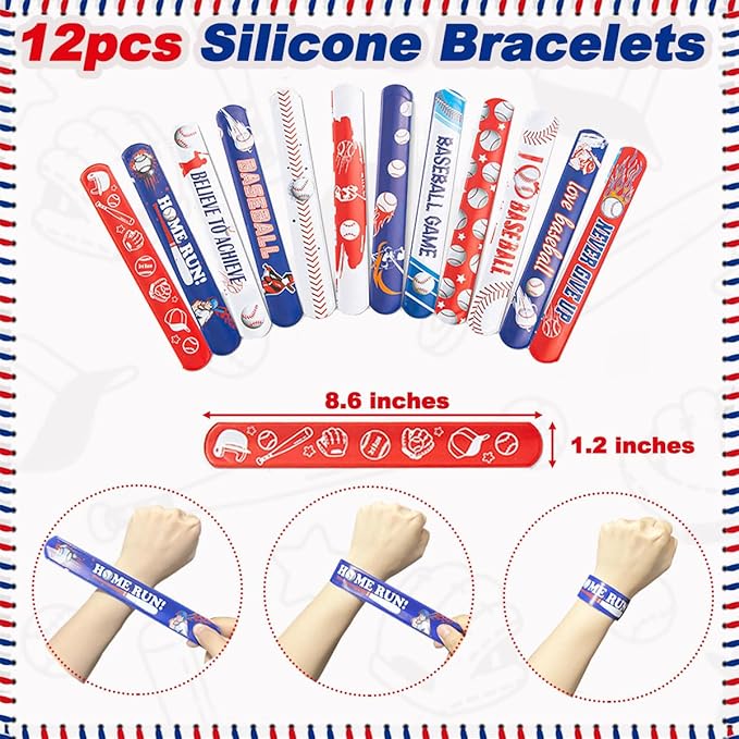134 PCS Baseball Party Favors, 12 Set Goodie Bag, Mini Stress Balls, Baseball Stickers, Rubber Bracelets, Keychain, Tattoo Stickers, Slap Bracelets, Whistle for Baseball Themed Party Supplies