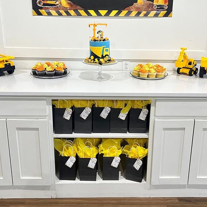 17 Pack Construction Vehicles Cake Toppers Set Road Sign Tower Digger Cupcake Toppers Acrylic Number 2 Cake Picks for Construction Theme Baby Shower Kids 2nd Birthday Party Cake Decorations Supplies